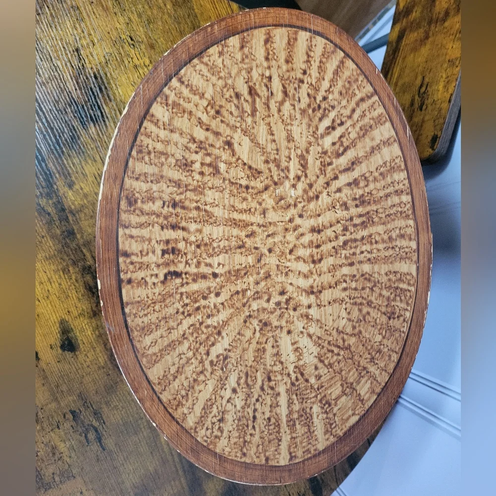 Vintage 1991 Oval Wooden,handpainted &signed shaker Box Tree Design